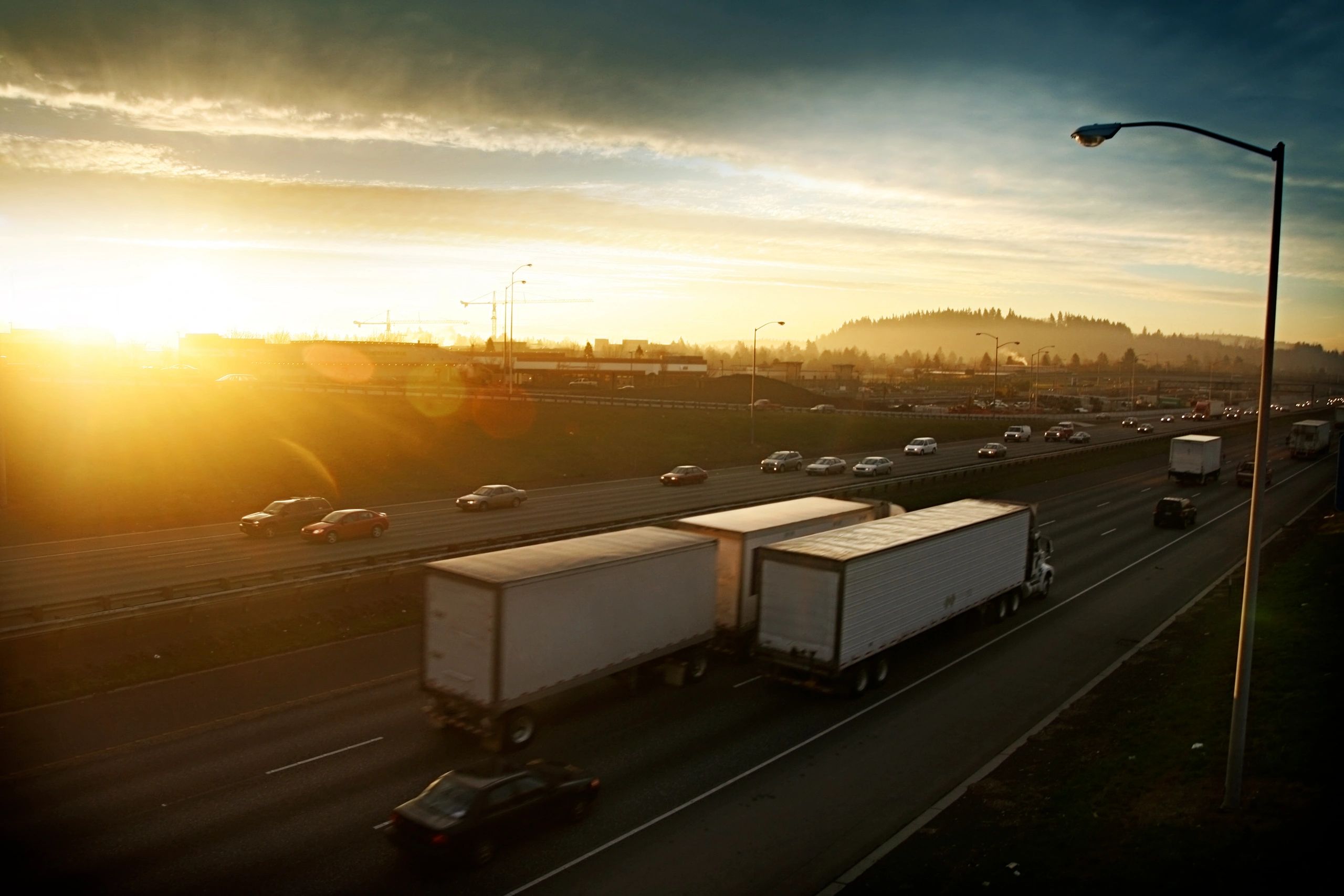 freight hauling trucks on highway